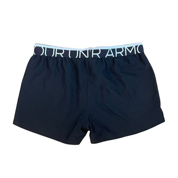 Under Armour Heat Gear UA Play Up 5" Running Shorts Black White Nylon Athletic M - Picture 2 of 4